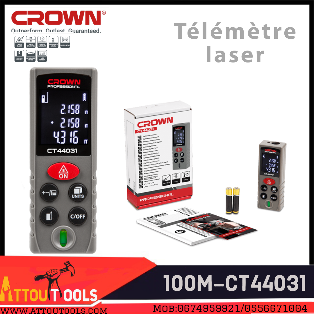 Télémètre Laser 100m CROWN
