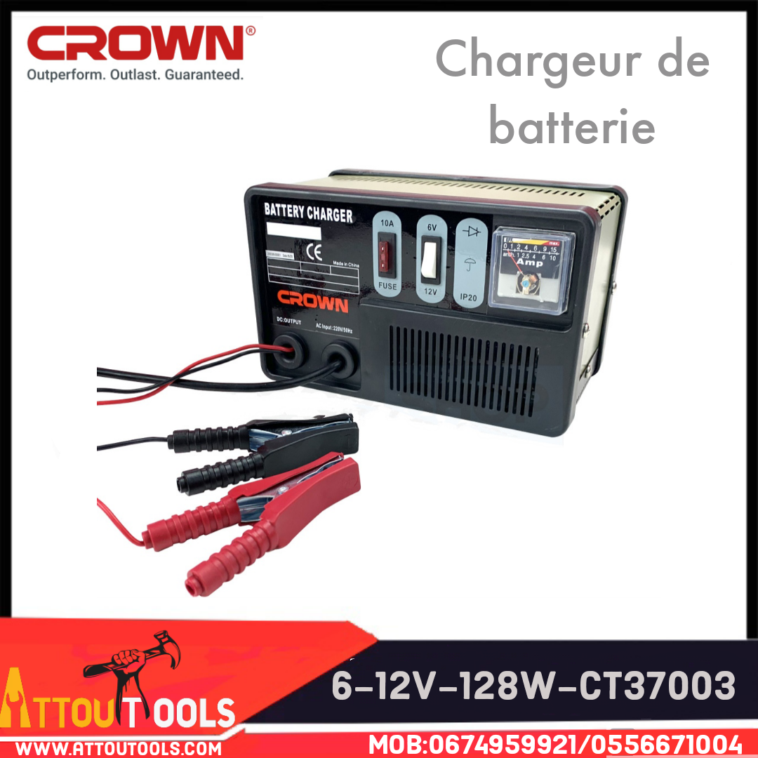 chargeur de batterie 6V/12V 128w CT37003 CROWN – Ventes D