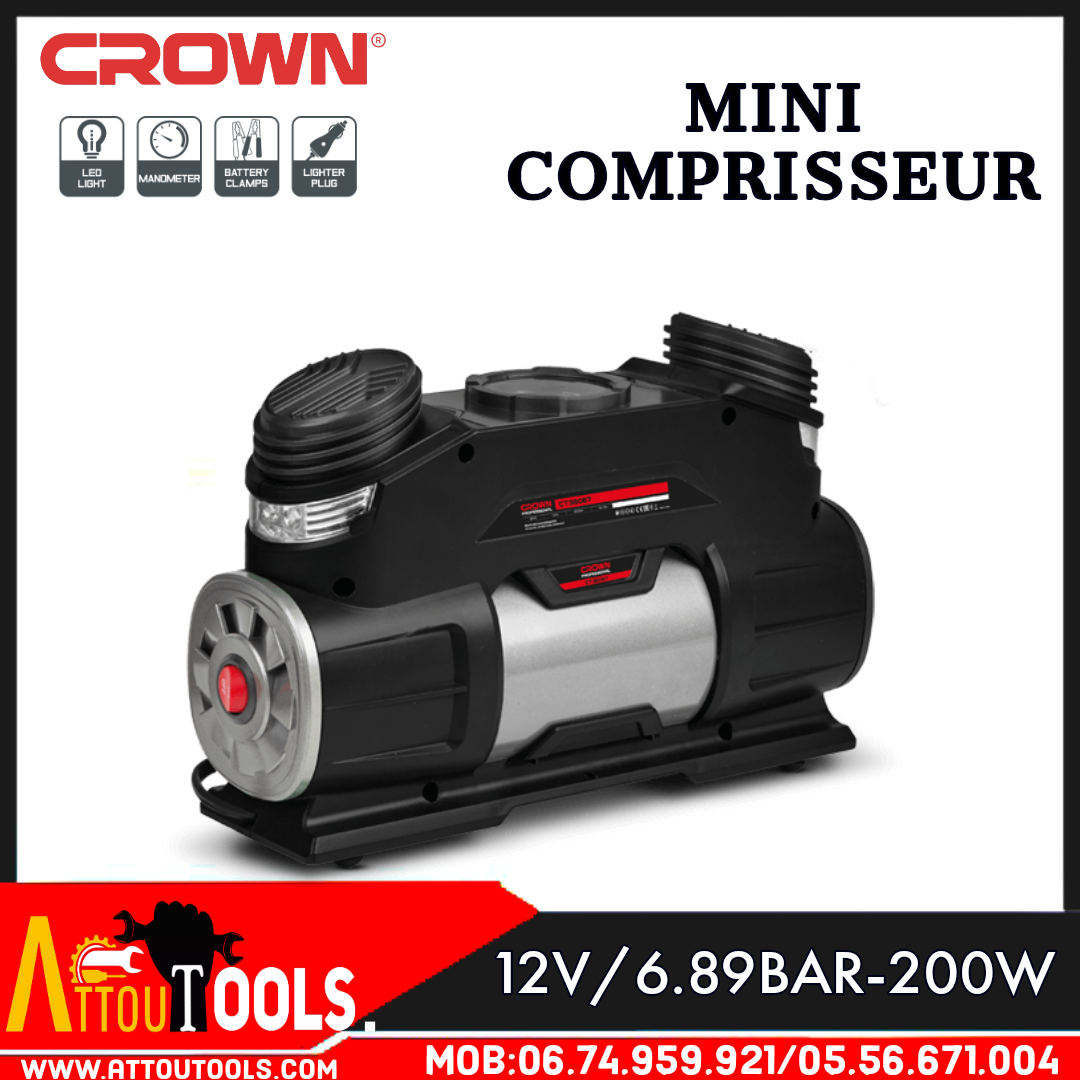 Mini compresseur 12V 6.89bar CROWN