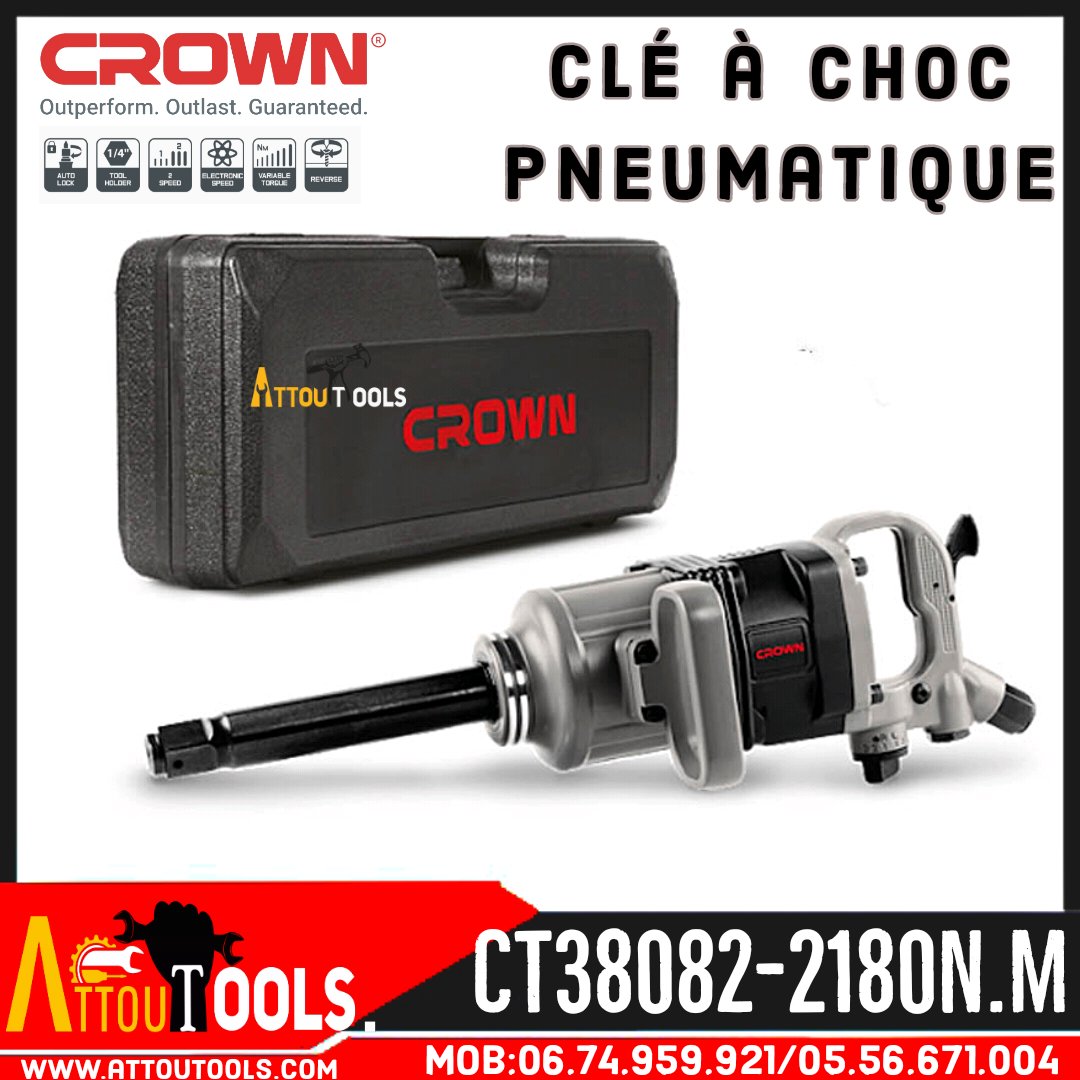 CLÉ A CHOC PNEUMATIQUE 1/2″ 850 NM CT38080 CROWN