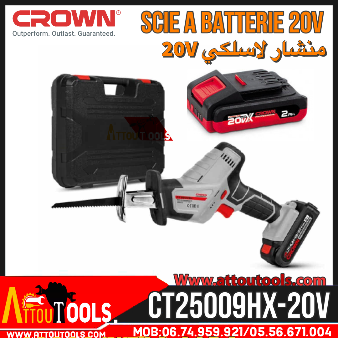 Scie sabre sans fil 26mm 20V MAX Sans Batterie CROWN